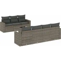 vidaXL 8-delige Loungeset met kussens poly rattan grijs