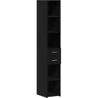 vidaXL Boekenkast met lade Zwart Eiken 30 x 42,4 x 185,2 cm