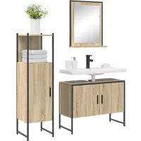 vidaXL Badkamermeubel Set 3 st Bruin 33 x 33 x 120,5 cm Bewerkt hout