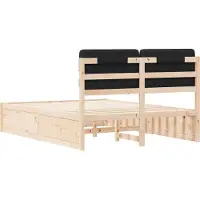 vidaXL Bedframe met Gevoerde Hoofdbord Zwart 150 x 200 cm