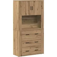 vidaXL Highboard Artisan Eiken 80 x 33 x 150 cm Bewerkt hout