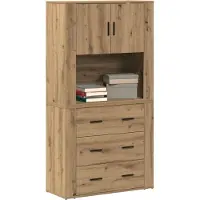 vidaXL Highboard Artisan Eiken 80 x 33 x 150 cm Bewerkt hout