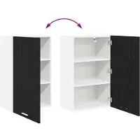 vidaXL Hangkast Zwart Eiken en Wit 50 x 31 x 80 cm Bewerkt hout