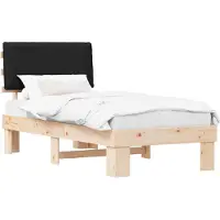 vidaXL Bedframe met Gevoerde Hoofdbord Zwart 100 x 200 cm