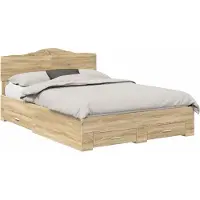 vidaXL Bedframe met lade Sonoma Eik 140 x 190 cm Bewerkt hout