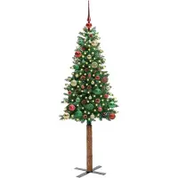 vidaXL Slanke Kerstboom Groen 150 cm PVC en massief dennenhout