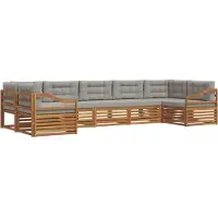 vidaXL Buiten bank set 7 st Natuurlijk en Licht Grijs