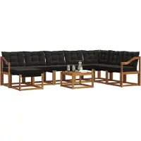 vidaXL Buiten bank set 9 st Naturel en Zwart