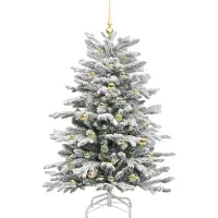 vidaXL Kunstmatige Hinged Kerstboom Wit 150 cm PE en PVC