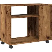 vidaXL Bijzettafel met wieltjes 70x35x60 cm bewerkt hout oud houtkleur