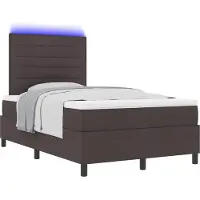 vidaXL Boxspring bed met matras met LED Donkerbruin 120 x 200 cm Stof