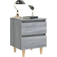 vidaXL Nachtkastje met houten poten 40x35x50 cm grijs sonoma eiken