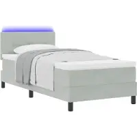 vidaXL LED Box Spring Bed Lichtgrijs 90 x 190 cm Fluweel