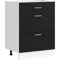 vidaXL Keuken Onderkast Zwart Eiken 60 x 46 x 81,5 cm Bewerkt hout