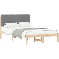 vidaXL Bedframe met Gevoerde Hoofdbord Lichtgrijs 120 x 190 cm