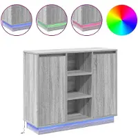 vidaXL LED Dressoir Grijs Sonoma 90 x 32 x 75 cm Bewerkt hout