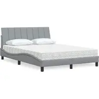 vidaXL Bed met matras "Hanko" stof lichtgrijs 180x200 cm