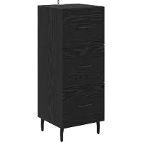 vidaXL Highboard Zwart Eiken 34,5 x 34 x 180 cm Bewerkt hout