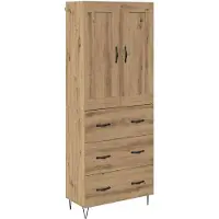 vidaXL Highboard Artisan Eiken 69,5 x 34 x 180 cm Bewerkt hout