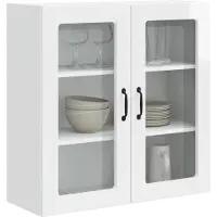 vidaXL Wandglas Kasten PORTO Hoogglans wit 80 x 31 x 80 cm