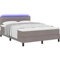 vidaXL Boxspring bed met matras met LED Taupe 140 x 190 cm Stof