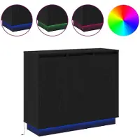 vidaXL LED Dressoir Zwart Eiken 90 x 32 x 75 cm Bewerkt hout