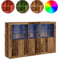 vidaXL LED Dressoir Oudhout 162 x 37 x 100 cm Bewerkt hout