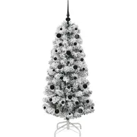 vidaXL Kunstmatige Hinged Kerstboom 150 LED's Groen en Wit 150 cm
