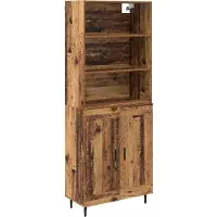 vidaXL Highboard 2 st Oud Hout 69,5 x 32,5 x 180 cm Bewerkt hout