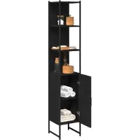 vidaXL Badkamerkast, zwart, eikenlook, 33 x 33 x 185,5 cm