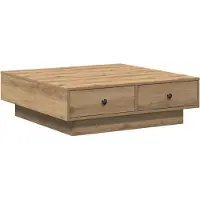 vidaXL Salontafel Artisan Eiken 90 x 90 x 28 cm Bewerkt hout