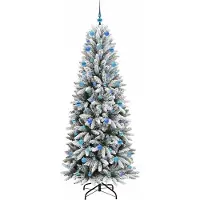 vidaXL Kunstkerstboom Wit 210 cm PVC en plastic en staal en PE