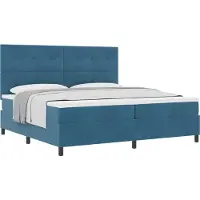 vidaXL Boxspring bed met hoofdeinde Donkerblauw 200 x 200 cm Fluweel