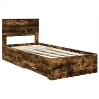 vidaXL Bedframe met lade Rook Eiken 100 x 200 cm Bewerkt hout