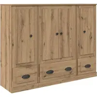 vidaXL Highboard 3 st Artisan Eiken 132 x 35,5 x 103,5 cm Bewerkt hout