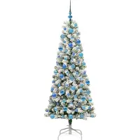 vidaXL Kunstmatige Hinged Kerstboom 300 LED's Groen en Wit 180 cm