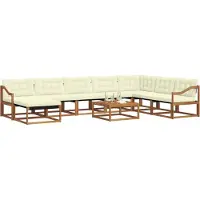 vidaXL Buiten bank set 9 st Natuurlijk en Crème Massief Acacia Hout