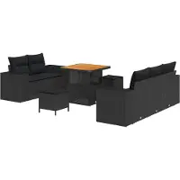 vidaXL Tuinbank Set 8 pcs Zwart poly rattan