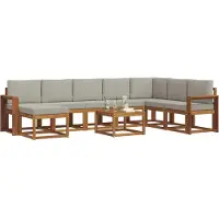 vidaXL Buiten bank set 9 st Natuurlijk en Licht Grijs