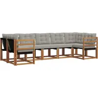 vidaXL Buiten bank set 7 st Natuurlijk en Licht Grijs