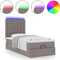 vidaXL Bed poef met matras en LED's 90x200 cm stof taupe