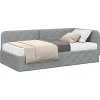 vidaXL Hoek Bed Frame Lichtgrijs 100 x 200 cm Stof