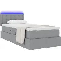 vidaXL LED opbergbed met matras Lichtgrijs 90 x 190 cm Stof