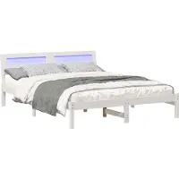vidaXL Bedframe met hoofdeinde, wit, 150 x 200 cm, massief dennenhout