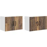 vidaXL Wandkast LUCCA 2 st Oud hout Bewerkt hout