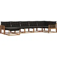 vidaXL Buiten bank set 7 st Natuurlijk en zwart Massief Acacia Hout