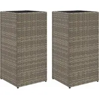 vidaXL Plantenbakken 2 st 30x30x60 cm poly rattan grijs