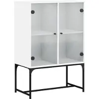 vidaXL Bijzetkast met glazen deuren 69x37x100 cm wit