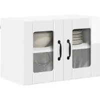 vidaXL Wandglas Kasten LUCCA 2 st Hoogglans Wit Bewerkt hout