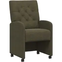 vidaXL Eetkamerstoelen met wielen 2 st Kunst Suède Leer Legergroen